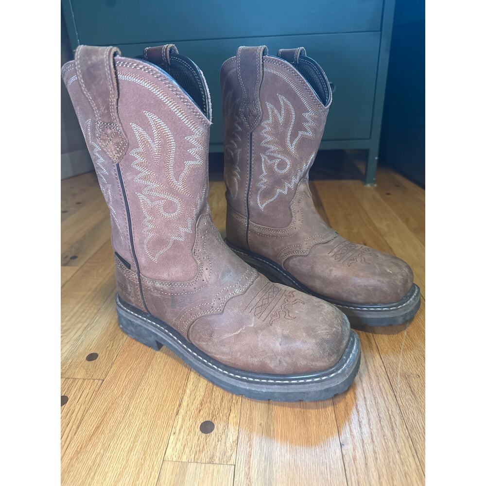 HISEA NINGO Square Steel Toe Western Work Waterproof Rodeo Cowboy Boot Men’s 8